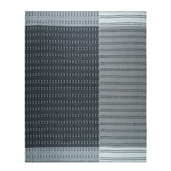 EORC RN02CH8X10 Hand-Knotted Wool, Cotton Flat Weave Rug, 7'9 x 9'9, CHARCOAL Area Rug