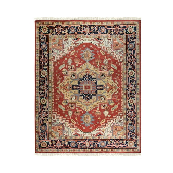EORC Red Hand-Knotted Wool Classic Oriental Design Bakhshish Rug, 8' x 10'