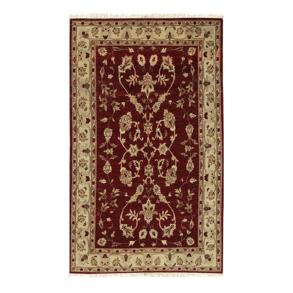 EORC Red Hand Knotted Wool Traditional Agra Rug, 5'9 X 9'5