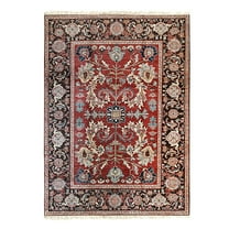 EORC Red Hand Knotted Wool Traditional Heriz Weave  Rug, 8' x 11'