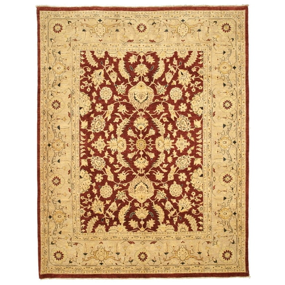 EORC Red Hand Knotted Wool Traditional Peshawar Rug, 9' x 11'6