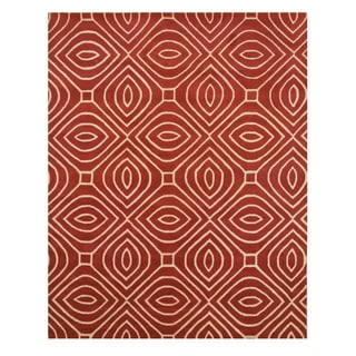 EORC Red Hand-Tufted Wool Contemporary Marla Rug, 5' x 8