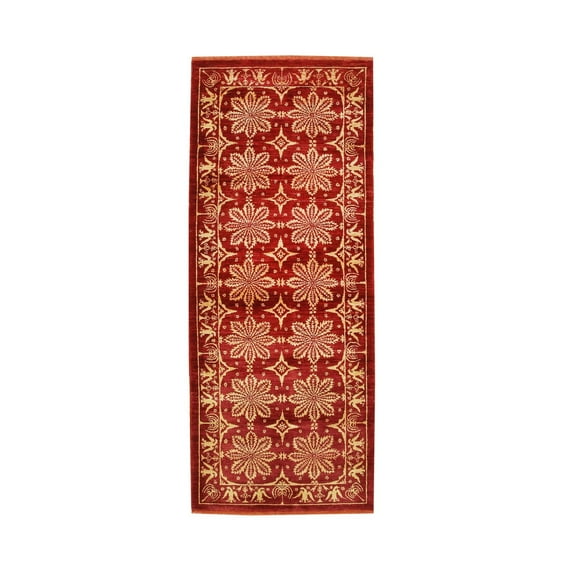 EORC Red Handmade Afghan Wool Transitional Turkish Knot Rug, 10'3 x 13'11