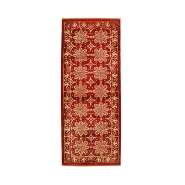 EORC Red Handmade Afghan Wool Transitional Turkish Knot Rug, 8' x 10'