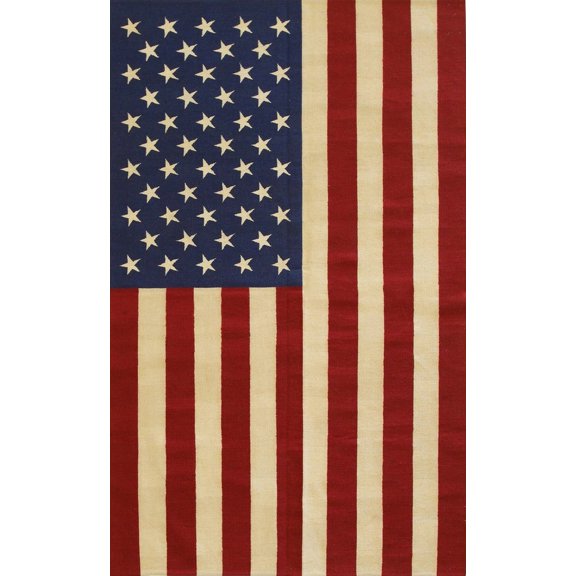 EORC Red Handwoven Wool Contemporary Modern Flat Weave Rug, 5' x 8'