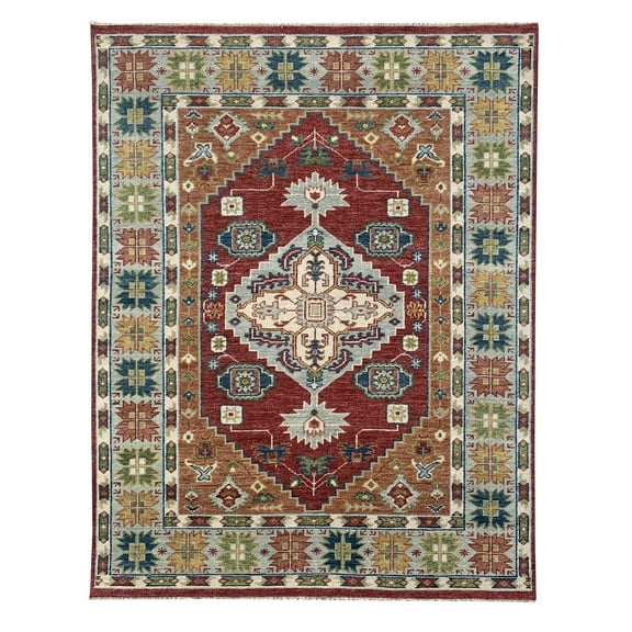 EORC Red / LT.Gray Hand Knotted Wool Traditional Serapi Rug, 8' x 10'