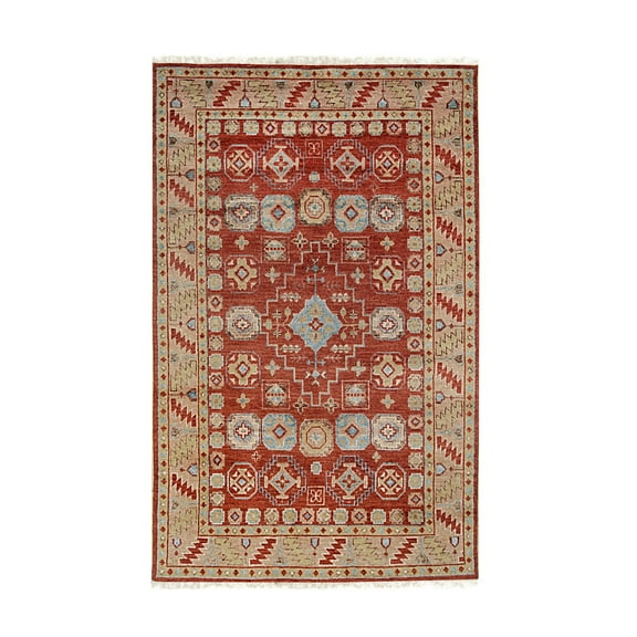 EORC Rust Hand Knotted WOOL Traditional Modern Knotted Rug, 8' x 10'