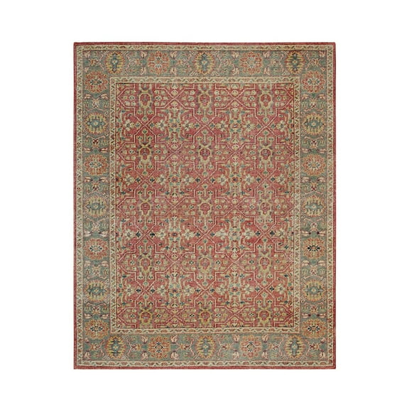EORC Rust Hand Knotted Wool Classic Oushak Rug, 9' x 12'-Color:Rust,Material:Wool