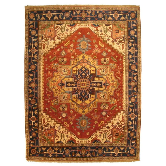 EORC Rust Hand Knotted Wool Traditional Serapi Rug, 12' x 18'