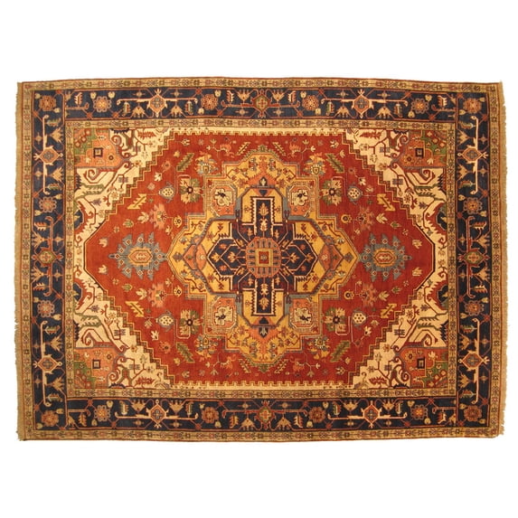 EORC Rust Hand Knotted Wool Traditional Serapi Rug, 2'6 x 12'