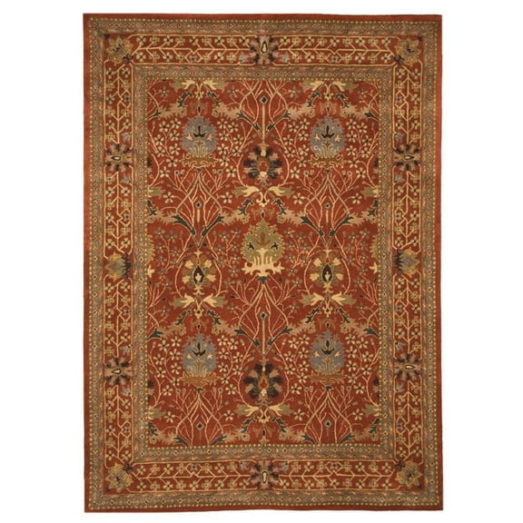 EORC Rust Hand-Tufted Wool Traditional Morris Rug, 4' x 6'