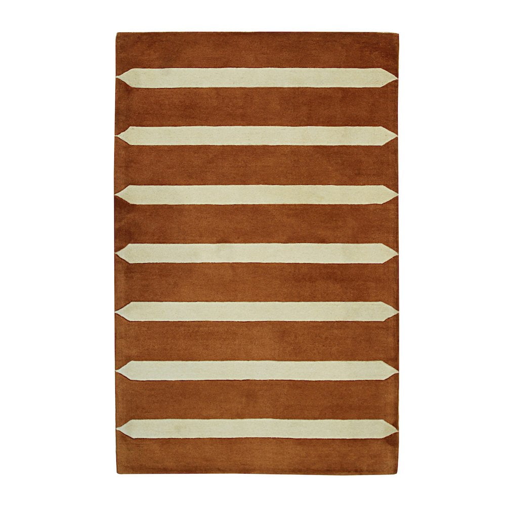 Rustic Red Hand-Tufted Wool Rectangular Area Rug, 5' x 8'