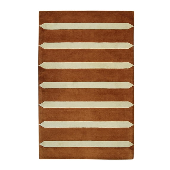 EORC Rust Hand-Tufted Wool Transitional Modern Tufted Rug, 5' x 8'-Color:Rust,Material:Wool