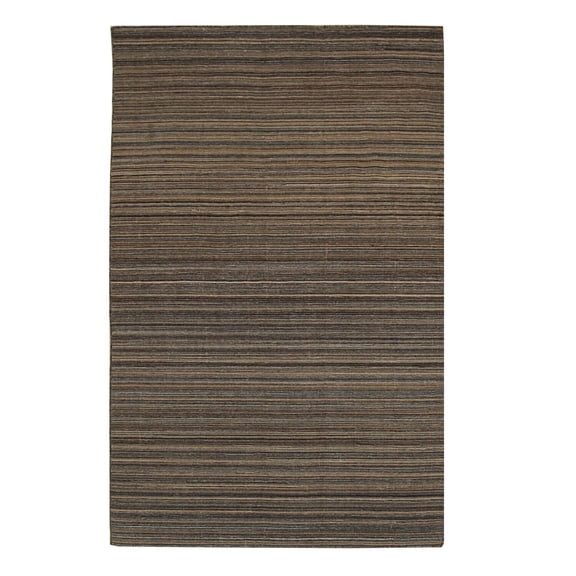 EORC Rust Handwoven Polyester Contemporary Reversible Striped Flatweave Rug, 5' x 8'