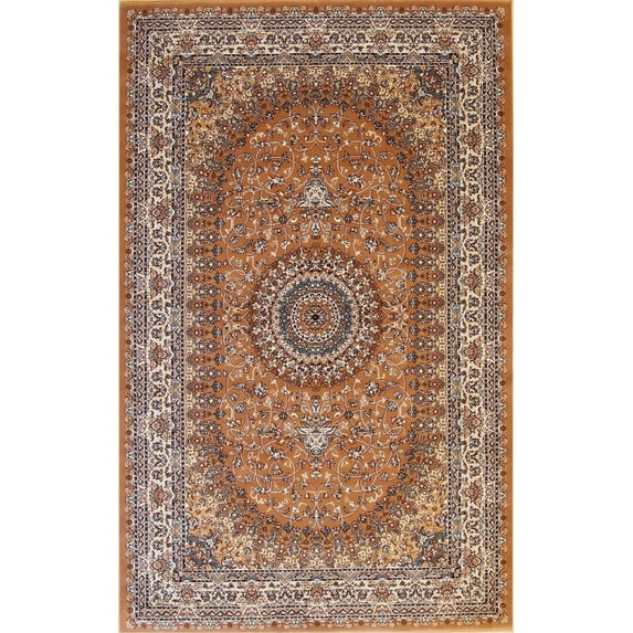 Traditional Polypropylene Tabriz Rug, 3'11 x 5'11 inches, Rust Color - Eorc-Color:Rust,Material:Polypropylene