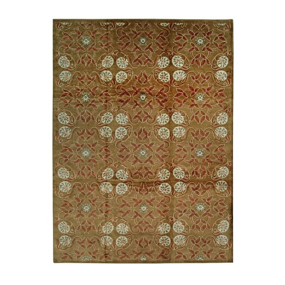 EORC Rust Handmade Wool Transitional Ningxia? Rug, 10' x 14'