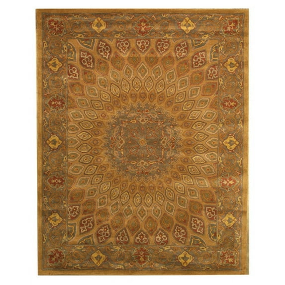 Hand-tufted Wool Gold Traditional Oriental Gombad Rug
