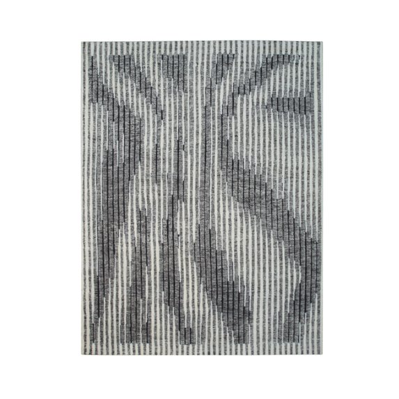 EORC SR299GY10X14 Hand-Knotted Wool High-Low HANDKNOTTED Rug, 10' x 14', White/ Gray Area Rug