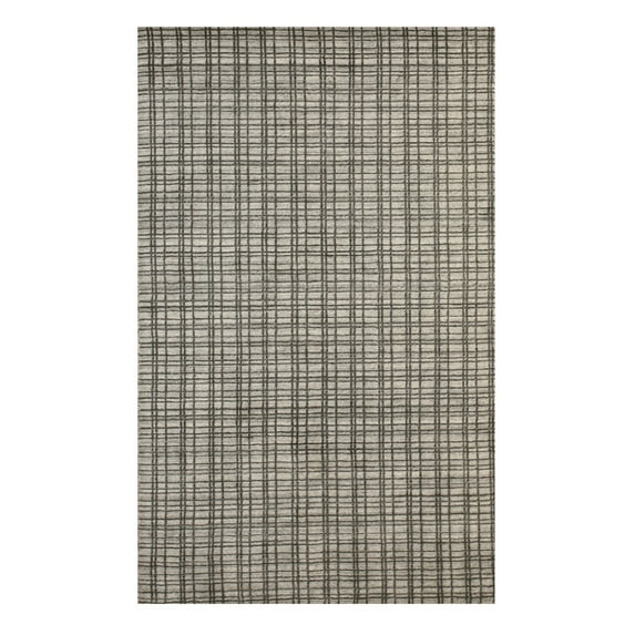 EORC Silver Handmade Bamboo Silk Contemporary Thomas Rug, 5' x 8'-Color:Silver,Material:bamboo-silk