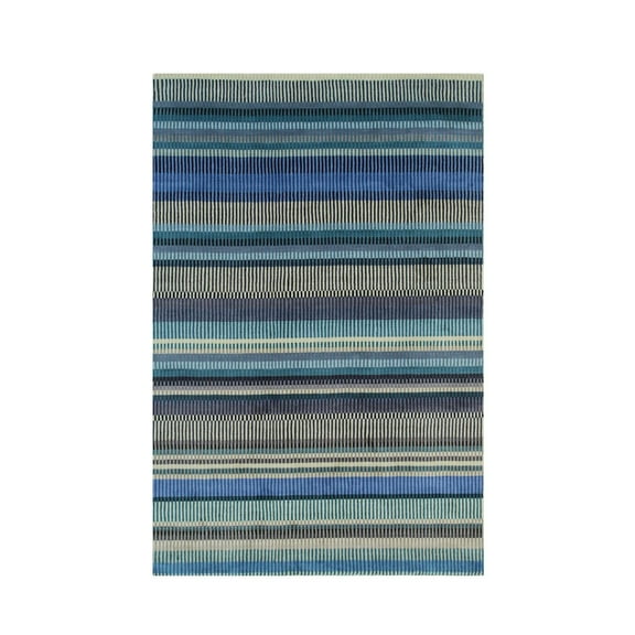 EORC Stripe/BLUE Hand Knotted Wool Modern Knotted Striped Rug, 10' x 14'