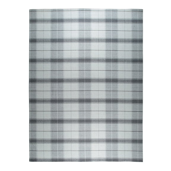 EORC Stylish Gray Transitional Geometric Reversible Flatweave Plaid Area Rug  Versatile Home D?cor Solution for Modern Living Spaces