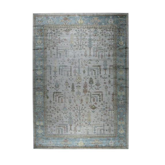 EORC U1BG10X14 Hand-Knotted Wool Oushak Rug, 10' x 14', Beige Area Rug