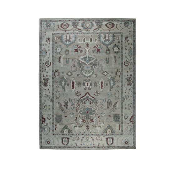 EORC U7IV9X12 Hand-Knotted Wool Oushak Rug, 9' x 12', Ivory Area Rug