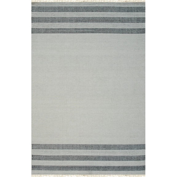 EORC HL2231WT6X9 Hand-Knotted Wool HANDLOOM Flat Weave DURRIE Rug, 6' x 9', White Area Rug