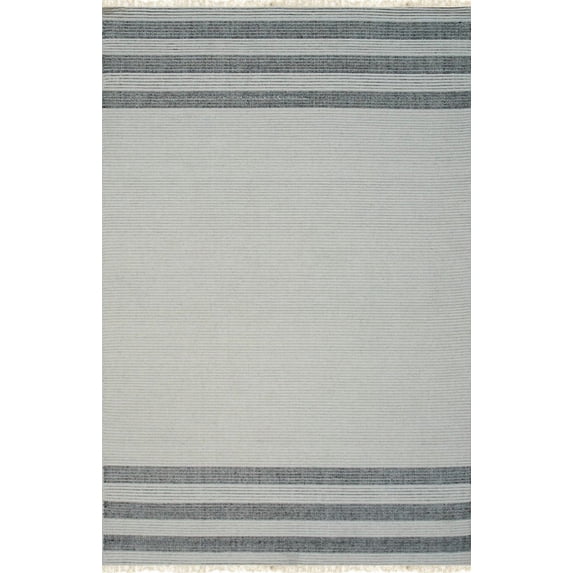 EORC HL2231WT6X9 Hand-Knotted Wool HANDLOOM Flat Weave DURRIE Rug, 6' x 9', White Area Rug
