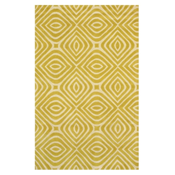EORC Yellow Hand-Tufted Wool Transitional Marla Rug, 7'9 x 9'9-Color:Yellow,Material:Wool