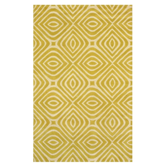 EORC Yellow Hand-Tufted Wool Transitional Marla Rug, 7'9 x 9'9-Color:Yellow,Material:Wool