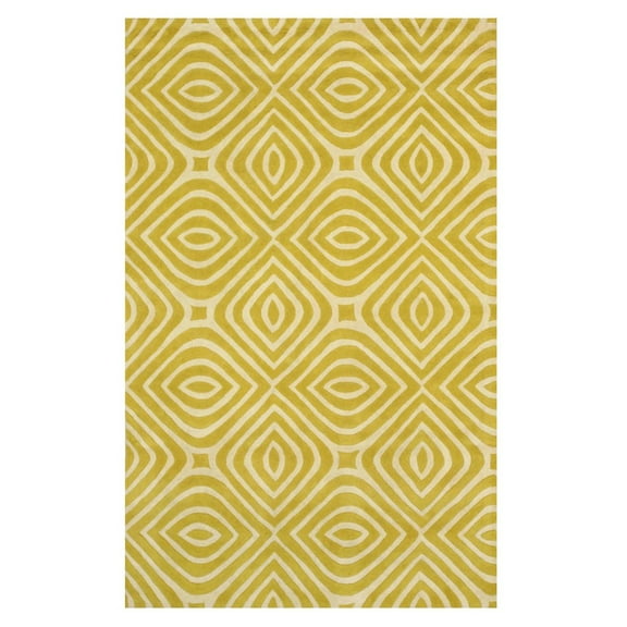 EORC Yellow Hand-Tufted Wool Transitional Marla Rug, 8'9 x 11'9