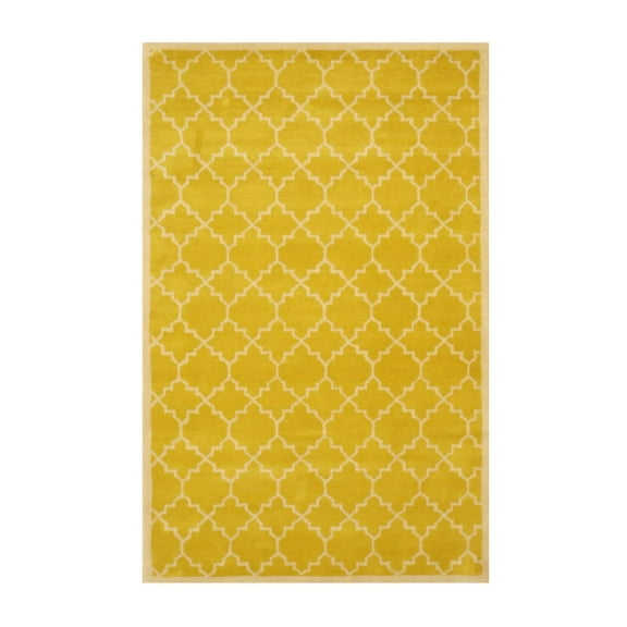 EORC Yellow Hand-Tufted Wool Transitional Moroccan Rug, 7'9 x 9'9