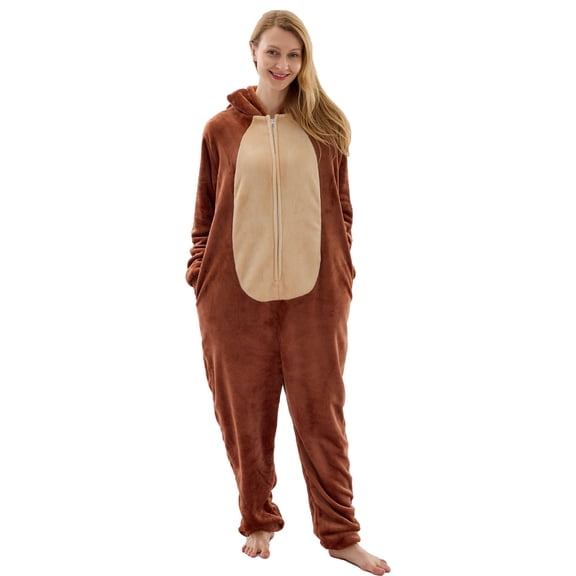 EORIST Unisex Adult Onesie Pajamas Monkeys Animal One Piece Snug Fit Sleepwear HomewearMonkeys