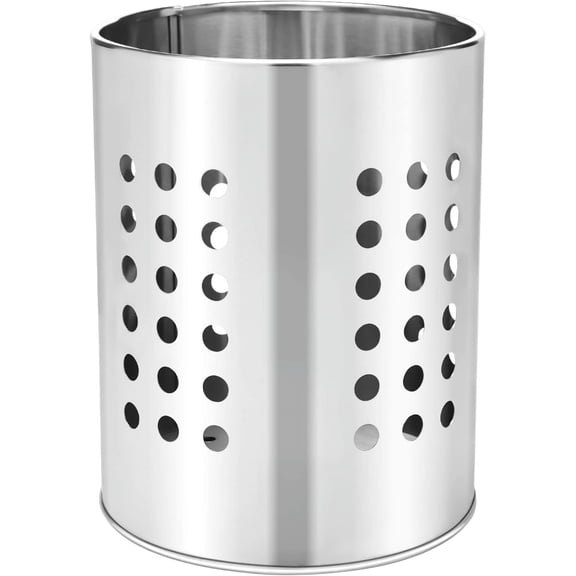 EORTA Stainless Steel Kitchen Utensil Holder Flatware Cylinder Silverware Draining Organizer Drying Rack with Round Drain Holes for Forks, Knives, Spoons, Chopsticks, Small