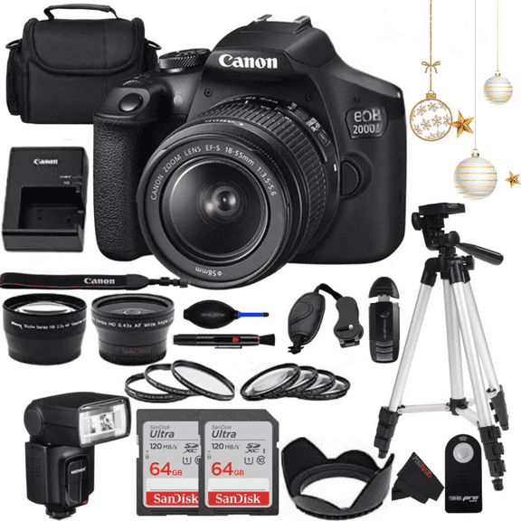 EOS 2000D (Rebel T7) EF-S 18-55mm f/3.5-5.6 Lens DSLR Camera, Black