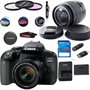 Pixibytes EOS 800D/Rebel T7i Adjustable 18 Megapixel CMOS Sensor DSLR Camera Bundle with 16 GB Class 10 Memory Card, Black, 1
