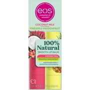 eos 100% Natural Shea Lip Balm, Coconut Milk & Passionfruit, 0.14 oz, 2-Pack Stick Carton