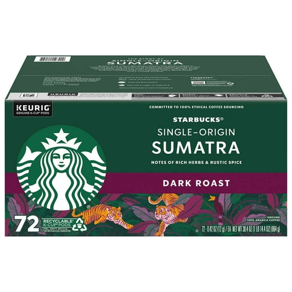 Starbucks Coffee Single Origin Sumatra Dark Roast K-Cup, 72-count