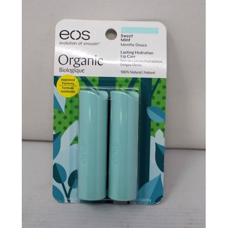 EOS Organic Lip Balm Stick Sweet Mint 0.28 Ounce 2 Pack
