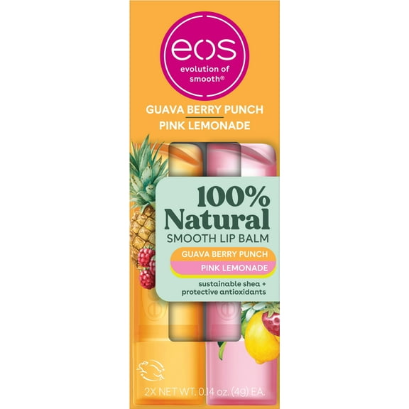 eos 100% Natural Lip Balm - Guava Berry Punch & Pink Lemonade - 0.14 oz- 2 Pack