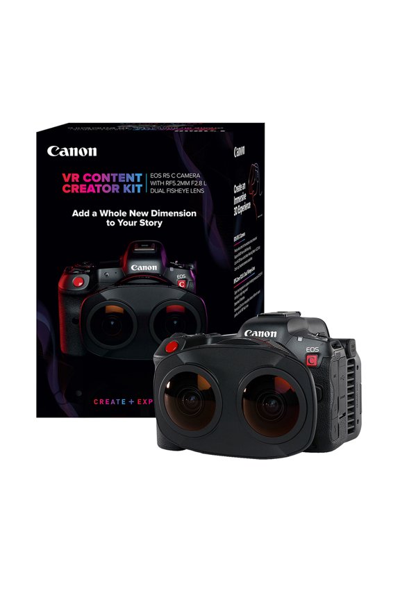 VR Content Creator Kit - EOS R5 C Full-Frame Hybrid Camera and RF5.2mm F2.8 L Dual Fisheye Lens, for Video Professionals