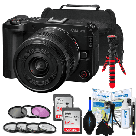 Pixibytes R50 V Built-in Flash 22.2 MP APS-C Mirrorless Camera with 64GB SD Card, Black