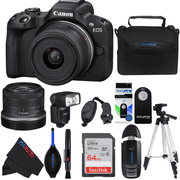 Pixibytes EOS R50 24.2 MP APS-C CMOS Sensor Mirrorless Camera with Bundle with 2x SanDisk 64GB Ultra SDHC Memory Card, Black, 1