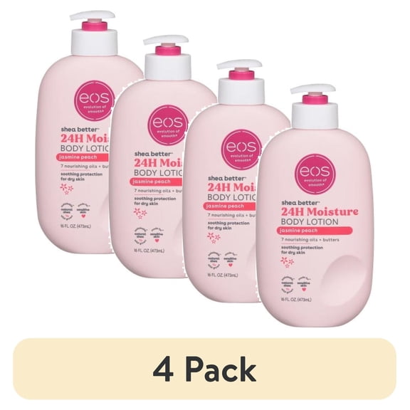 (4 pack) EOS Shea Better Jasmine Peach 24H Moisture Body Lotion 16 OZ - pack of 1