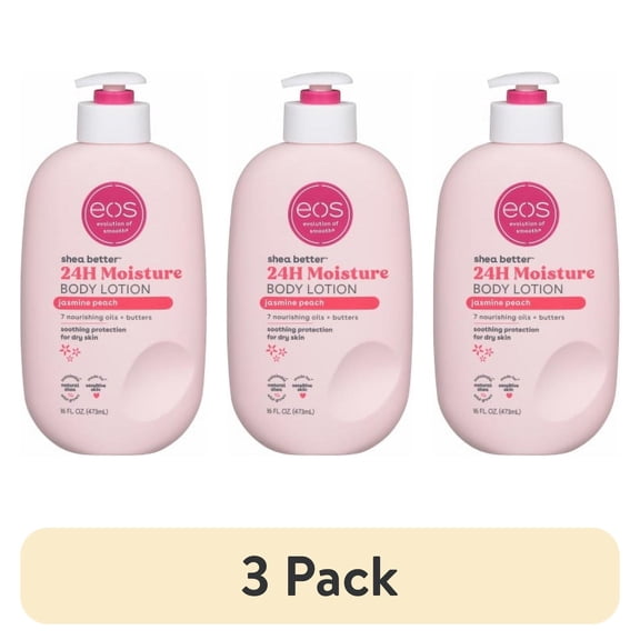 (3 pack) EOS Shea Better Jasmine Peach 24H Moisture Body Lotion 16 OZ - pack of 1