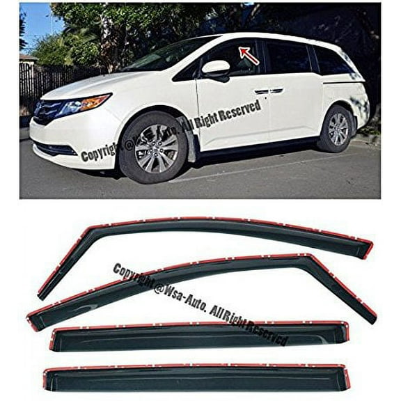 EOS Smoke Tinted JDM Style Side Window Visor Rain Guard - Honda Odyssey 11-Up 2011 2012 2013 2014 2015 2016 2017