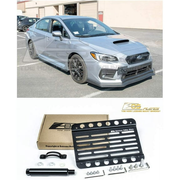 EOS Version 1 Mid Sized Front Bumper Tow Hook License Plate Relocator Mount Bracket For 18-21 Subaru WRX & STi 2018 18