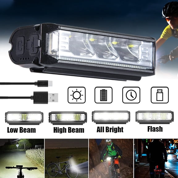 EOS610 Anti-Glare LED Bike Headlight, USB-C Rechargeable Waterproof Aluminum Bicycle Front Light with 4 Lighting Modes, Tool-Free Install for MTB & Road Bike