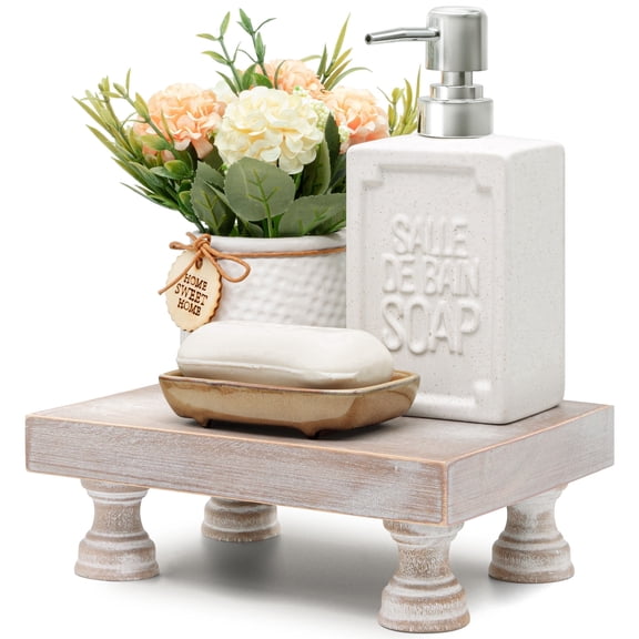 EOSAHR Farmhouse Fir Wood Risers for Decor on Coffee Table - Risers Display Stands for Stylish Home Decor - Perfect for Plant Stand & Perfume Organizer (Natural Wood, 8.5")